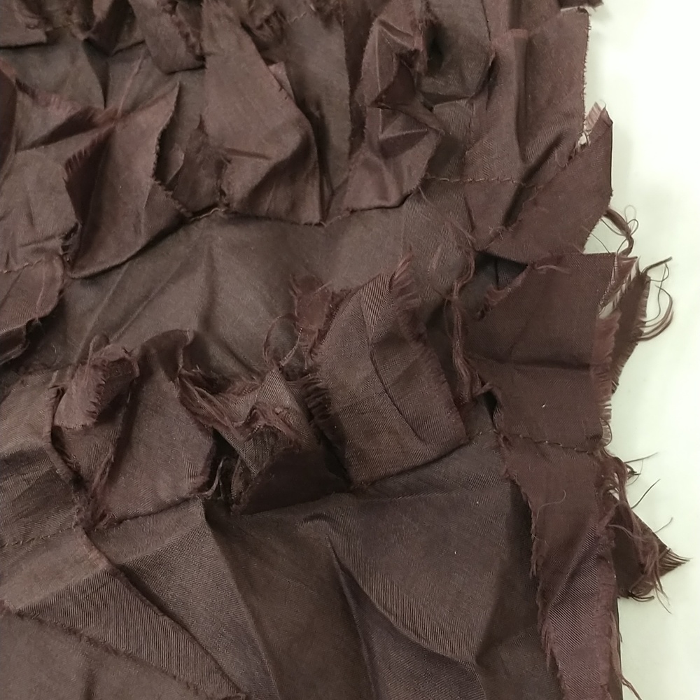 100% Silk Skirt Rag Ruffles Tiered Effect Chan Luu Long Maxi Brown Burgundy SeeM - Picture 12 of 12
